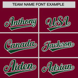Custom Crimson Green Baroque Style Personalized Baseball Jersey