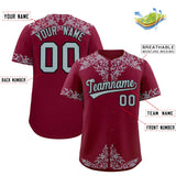 Custom Crimson Silver Baroque Style Personalized Baseball Jersey