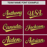 Custom Crimson Old Gold Baroque Style Personalized Baseball Jersey