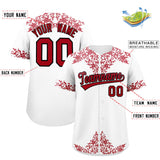 Custom White Red Baroque Style Personalized Baseball Jersey