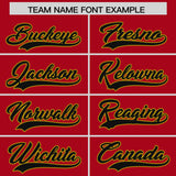 Custom Red Old Gold Baroque Style Personalized Baseball Jersey