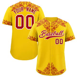 Custom Gold Red Baroque Style Personalized Baseball Jersey