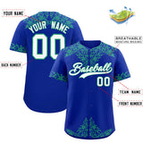 Custom Royal Bright Green Baroque Style Personalized Baseball Jersey