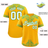 Custom Yellow Bright Green Baroque Style Personalized Baseball Jersey