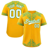 Custom Yellow Bright Green Baroque Style Personalized Baseball Jersey