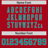 Custom Red Teal Baroque Style Personalized Baseball Jersey