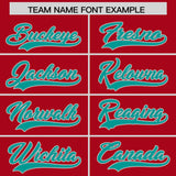 Custom Red Teal Baroque Style Personalized Baseball Jersey