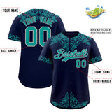 Custom Navy Teal Baroque Style Personalized Baseball Jersey