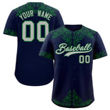 Custom Navy Kelly Green Baroque Style Personalized Baseball Jersey