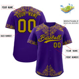 Custom Purple Old Gold Baroque Style Personalized Baseball Jersey