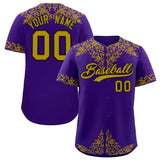 Custom Purple Old Gold Baroque Style Personalized Baseball Jersey