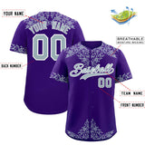 Custom Purple Silver Baroque Style Personalized Baseball Jersey