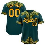 Custom Midnight Green Gold Baroque Style Personalized Baseball Jersey