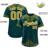 Custom Midnight Green Old Gold Baroque Style Personalized Baseball Jersey