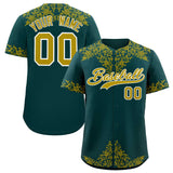 Custom Midnight Green Old Gold Baroque Style Personalized Baseball Jersey