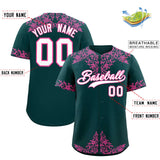 Custom Midnight Green Pink Baroque Style Personalized Baseball Jersey