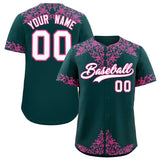 Custom Midnight Green Pink Baroque Style Personalized Baseball Jersey