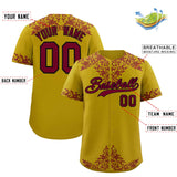 Custom Old Gold Crimson Baroque Style Personalized Baseball Jersey
