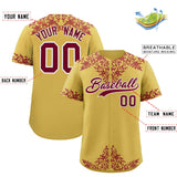 Custom Old Gold Crimson Baroque Style Personalized Baseball Jersey