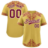 Custom Old Gold Crimson Baroque Style Personalized Baseball Jersey
