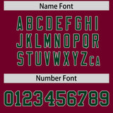 Custom Crimson Green Baroque Style Personalized Baseball Jersey