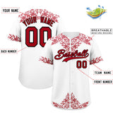 Custom White Red Baroque Style Personalized Baseball Jersey