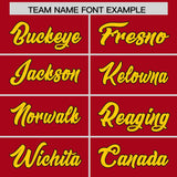 Custom Red Gold Baroque Style Personalized Baseball Jersey