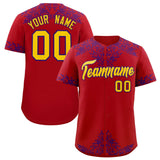 Custom Red Purple Baroque Style Personalized Baseball Jersey