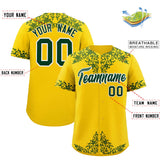 Custom Gold Green Baroque Style Personalized Baseball Jersey