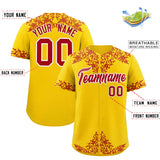 Custom Gold Red Baroque Style Personalized Baseball Jersey