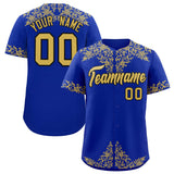 Custom Royal Old Gold Baroque Style Personalized Baseball Jersey