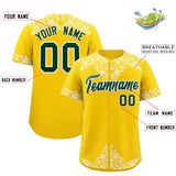 Custom Gold White Baroque Style Personalized Baseball Jersey