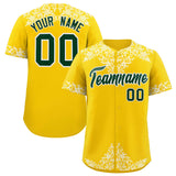 Custom Gold White Baroque Style Personalized Baseball Jersey