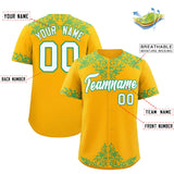 Custom Yellow Bright Green Baroque Style Personalized Baseball Jersey