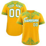 Custom Yellow Bright Green Baroque Style Personalized Baseball Jersey