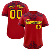 Custom Red Navy Baroque Style Personalized Baseball Jersey