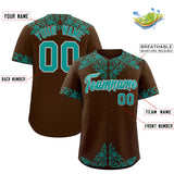 Custom Brown Teal Baroque Style Personalized Baseball Jersey