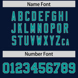 Custom Navy Teal Baroque Style Personalized Baseball Jersey