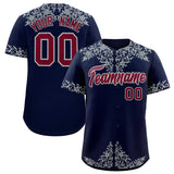 Custom Navy Silver Baroque Style Personalized Baseball Jersey