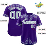 Custom Purple Silver Baroque Style Personalized Baseball Jersey