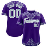Custom Purple Silver Baroque Style Personalized Baseball Jersey