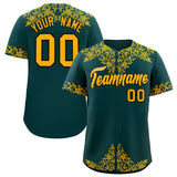Custom Midnight Green Gold Baroque Style Personalized Baseball Jersey