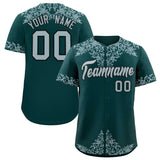 Custom Midnight Green Silver Baroque Style Personalized Baseball Jersey