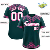 Custom Midnight Green Pink Baroque Style Personalized Baseball Jersey