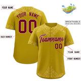 Custom Old Gold Old Gold Baroque Style Personalized Baseball Jersey
