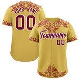 Custom Old Gold Crimson Baroque Style Personalized Baseball Jersey