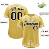 Custom Old Gold White Baroque Style Personalized Baseball Jersey