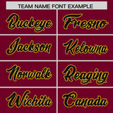 Custom Crimson Yellow Baroque Style Personalized Baseball Jersey