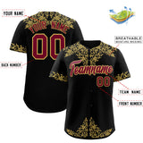 Custom Black Old Gold Baroque Style Personalized Baseball Jersey