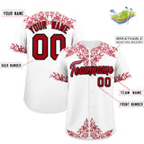 Custom White Red Baroque Style Personalized Baseball Jersey